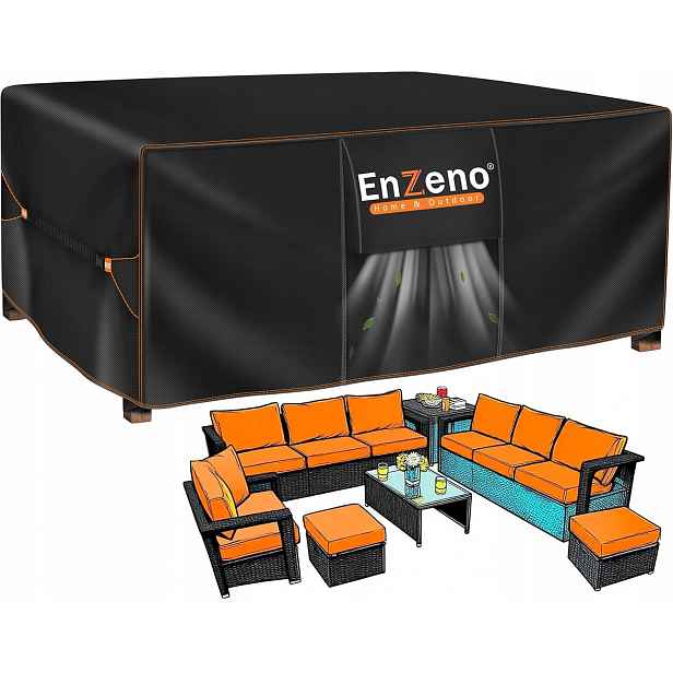 Zahradní potah na sadu 300 x 300 x 90 cm černý Obal na nábytek