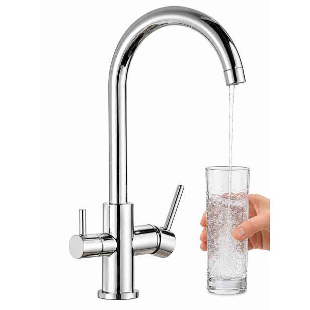 Kuchyňská baterie 3v1 třícestná pro filtrovanou vodu Chrom
