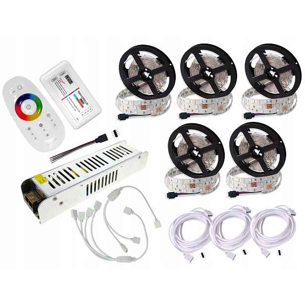 Set Led pásek 5050 25 m Rgb Bílý Dálkový Ovladač Dotyk