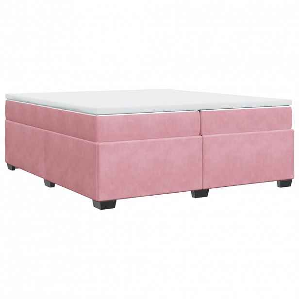 vidaXL Box spring postel s matrací růžová 200x200 cm samet
