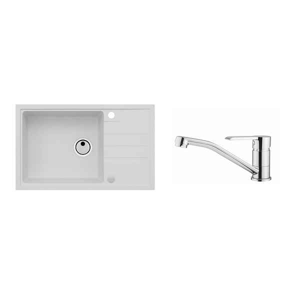 Alveus SET ALVEUS INTERMEZZO 130/11+BATERIE RUTA obdélníkový granitový dřez 780 x 480 mm v setu s baterií