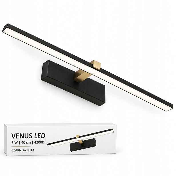 Nástěnné svítidlo Venus 8W 40 cm černo-zlaté Led nad obraz 4200K IP44 580lm nástěnné