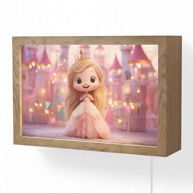 OnlyWow NÁSTĚNNÁ LAMPA Princezna - Růžová - Zámek 30x20 cm