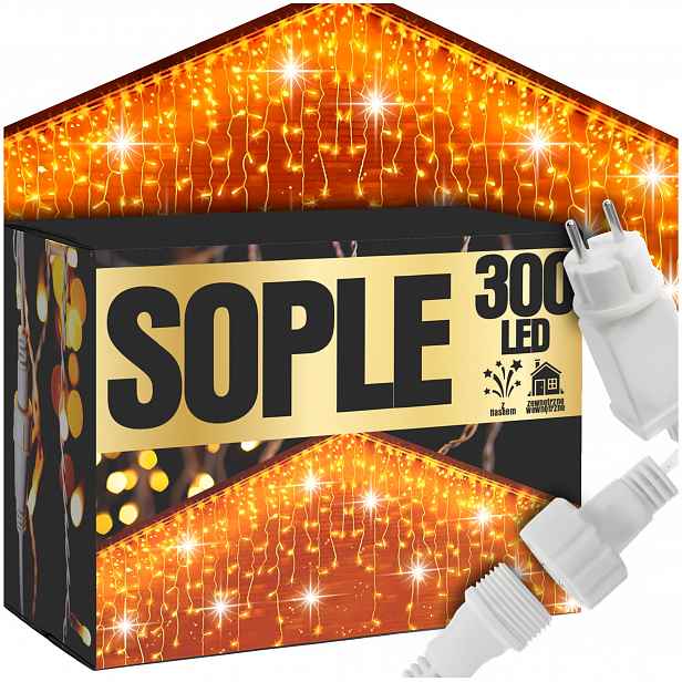 Sople Vánoční Osvětlení Na Stromeček 300 Led 12,7 M Venkovní Vánoční Světýlka Flash