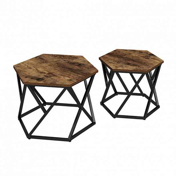 Vicco SADA KONFERENČNÍCH STOLKŮ Fyrk Rustikální dub 57 x 57 cm 2 díly