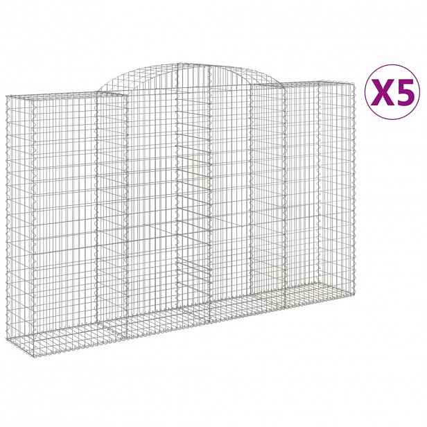vidaXL Klenuté gabionové koše 5 ks 300x50x180/200cm pozinkované železo