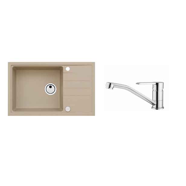 Alveus SET ALVEUS INTERMEZZO 130/55+BATERIE RUTA obdélníkový granitový dřez 780 x 480 mm v setu s baterií