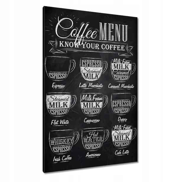 Obrazy 80x120 Cafee menu na černém pozadí