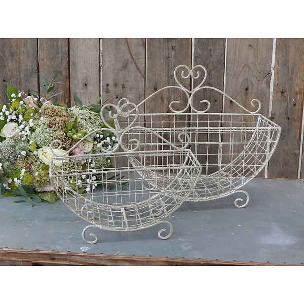 Set 2ks šedých kovových košů s patinou - 34*15*29 cm Chic Antique