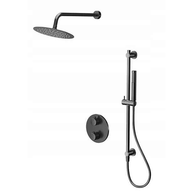Sprchový set pod omítku Cersanit černý gun metal s termostatem