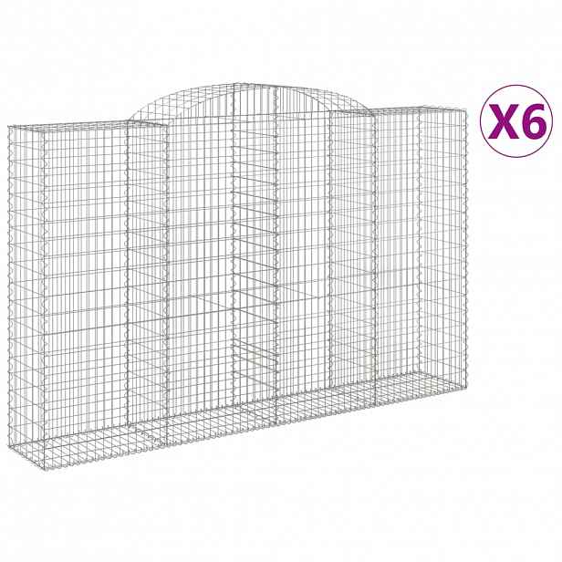 vidaXL Klenuté gabionové koše 6 ks 300x50x180/200cm pozinkované železo
