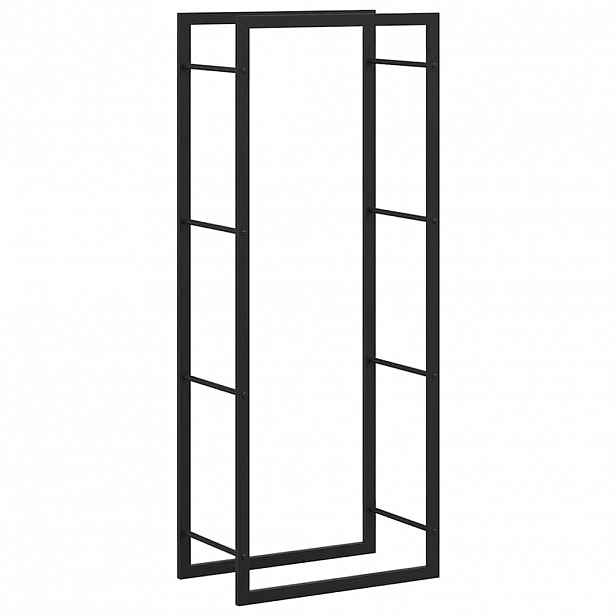 vidaXL Stojan na palivové dřevo matný černý 50x28x132 cm ocel