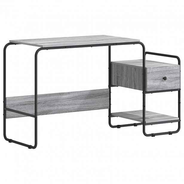 vidaXL Stůl s úložným prostorem Šedý Sonoma 131.5 x 50 x 75.5 cm