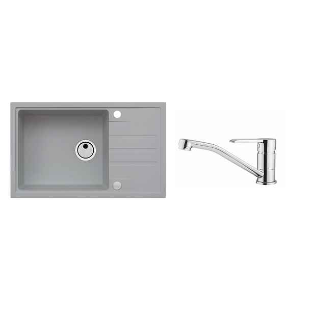 Alveus SET ALVEUS INTERMEZZO 130/81+BATERIE RUTA obdélníkový granitový dřez 780 x 480 mm v setu s baterií