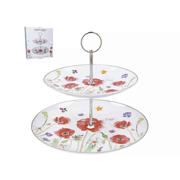 Porcelánový Podnos na koláče Etažérka Poppy Field Louka S Máky