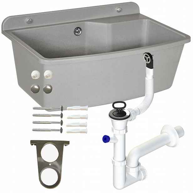 Technický dřez plast šedý granit 61 cm