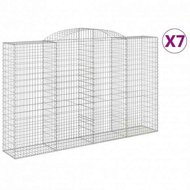vidaXL Klenuté gabionové koše 7 ks 300x50x180/200cm pozinkované železo