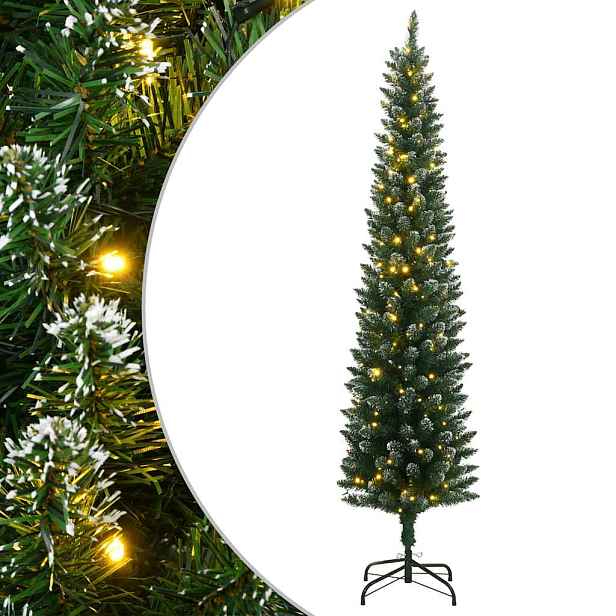 vidaXL Umělý úzký vánoční stromek s 300 LED 210 cm