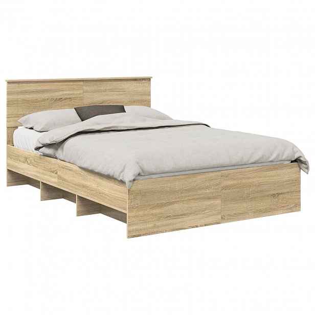 vidaXL Rám postele s čelo Sonoma dub 160 x 200 cm Kompozitní dřevo