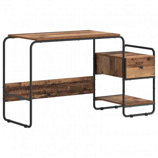 vidaXL Stůl s úložným prostorem Staré dřevo 131.5 x 50 x 75.5 cm