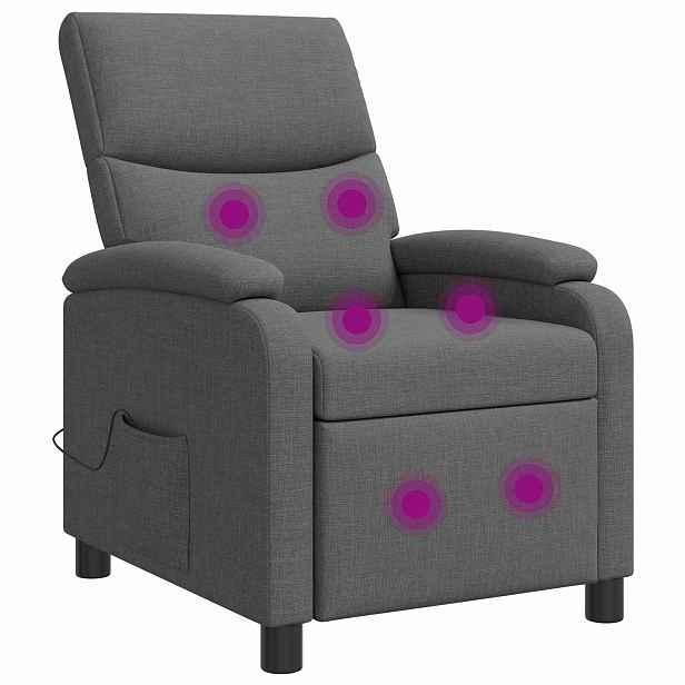 vidaXL Masážní polohovací křeslo Tmavě šedá Textil