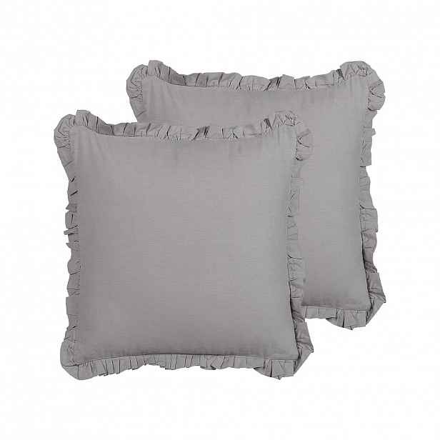 Beliani DEKORATIVNÍ POLŠTÁŘ sada 2 ks Šedý 45/45 cm Glabra