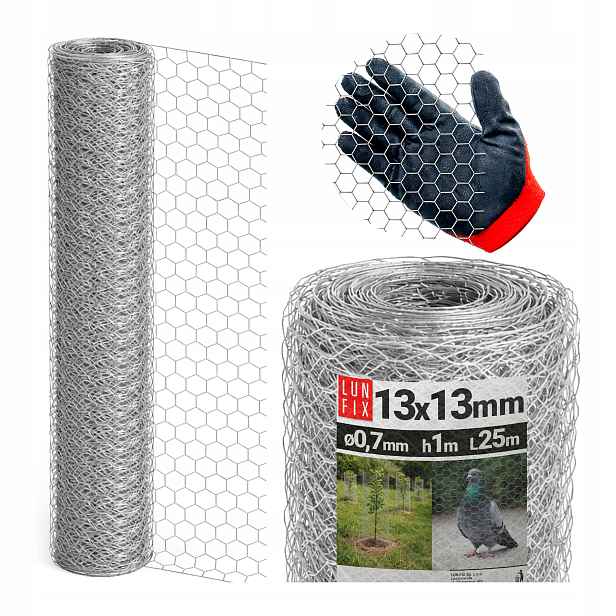 Hexagonální síť 100 cm kovová na balkon pro kočky 13x13 pozink 0,7 mm 25 m