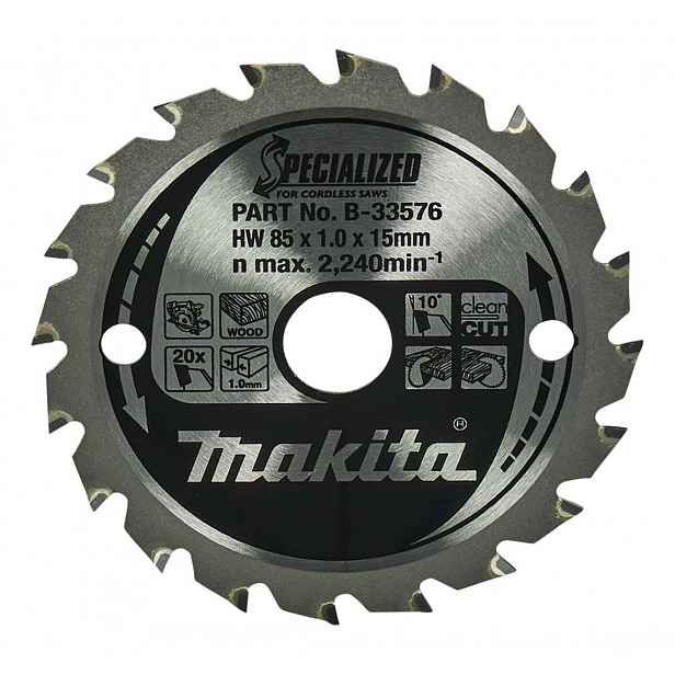 Makita - Pilový kotouč na dřevo, 85x15 mm, 20 zubů B-33576