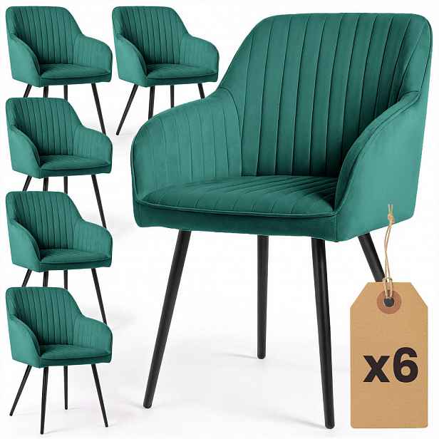 RAUMHIRSCH FURNITURE ČALOUNĚNÁ ŽIDLE, sada 6 ks, kovové nohy, zelená, černá 54,5/82/58