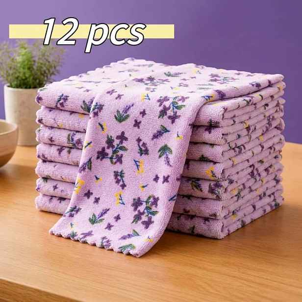 TEMU 12 ks zesílených čisticích utěrek s vysokou gramáží, 30 x 30 cm (11,8 x 11,8 palců), velké absorpční utěrky, měkké a odolné proti vláknu, vhodné