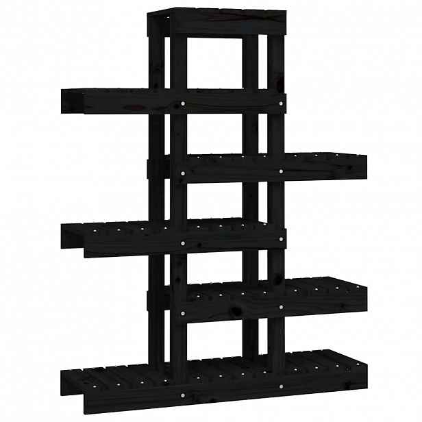vidaXL Stojan na rostliny černý 85x25x109,5 cm masivní borové dřevo