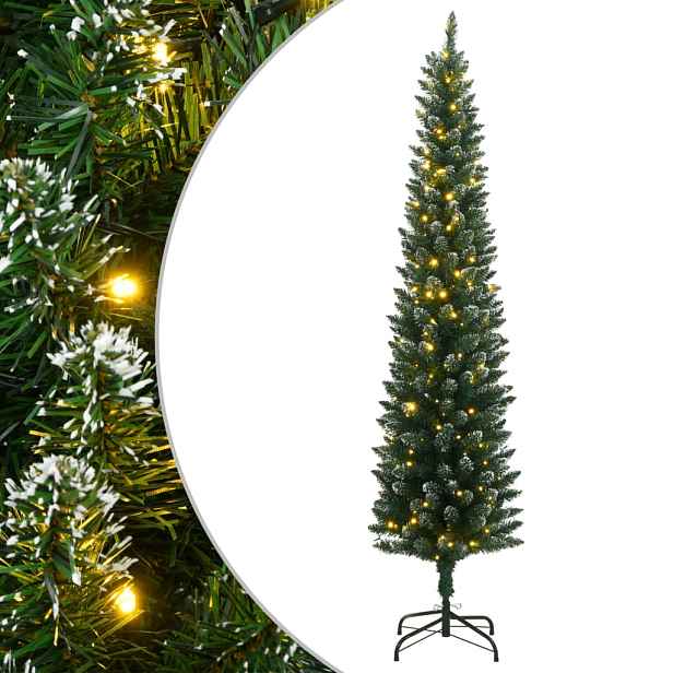 vidaXL Umělý úzký vánoční stromek s 300 LED 240 cm