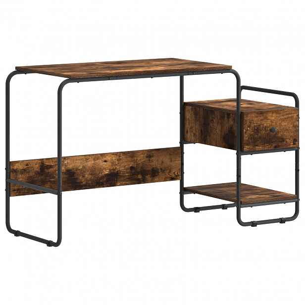 vidaXL Stůl s úložným prostorem Kouřový dub 131.5 x 50 x 75.5 cm
