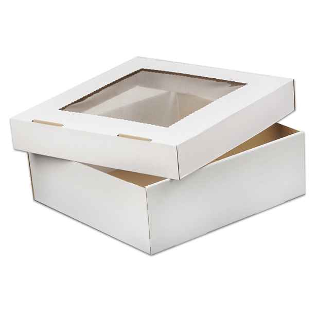 40 x Krabička kartonová s okénkem na muffiny, koblihy 30x30x10 cm, bílá