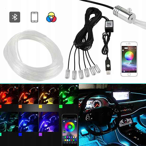 8M sada osvětlení do interiéru auta Ambiente Rgb světlovod