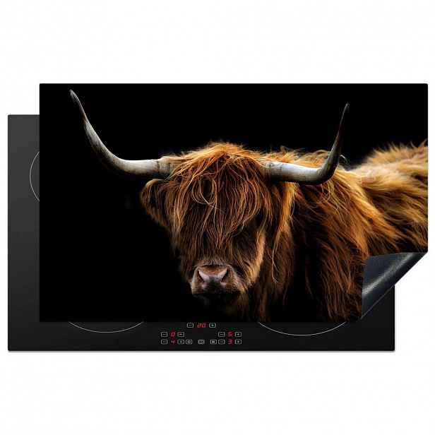 MuchoWow KRYT NA INDUKČNÍ DESKU Skotský horal - Rohy - Černá - Zvířata - Příroda - Divoká - Kráva 83x51 cm