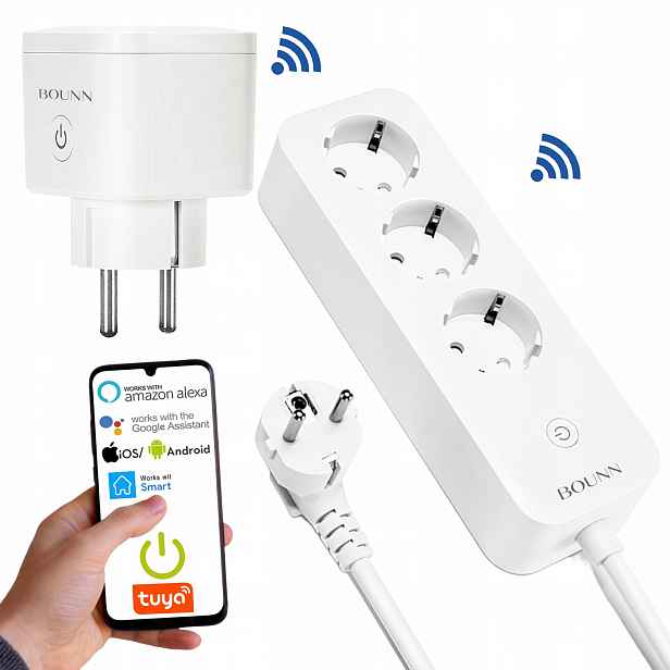 Sada Inteligentní zásuvka Smart WiFi Tuya+Inteligentní prodlužovací kabel s WiFi