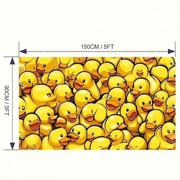 TEMU 1ks Žlutý Gumový Kachna Polyester Prapor - Vibrantní Abstraktní Festivaly, Večírky, Domácí a Zahradní Dekorace, Parádní Ozdoby - Bez Tyče