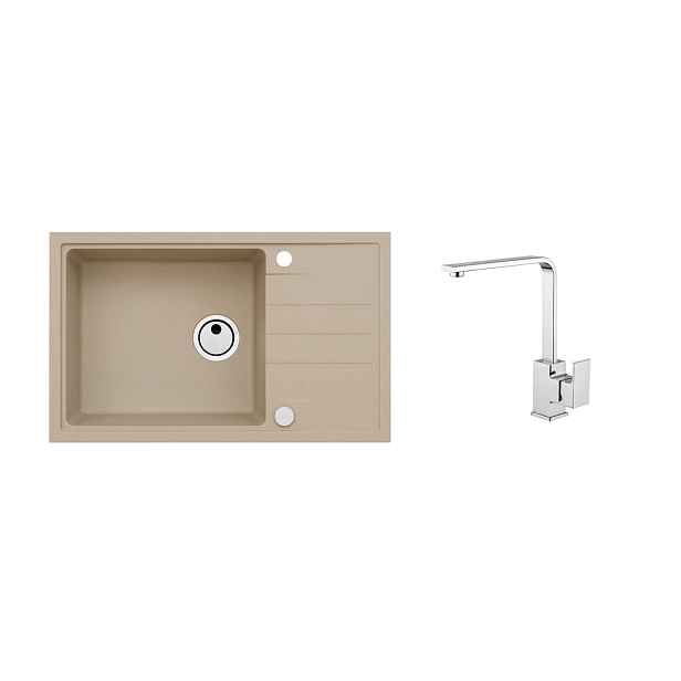 Alveus SET ALVEUS INTERMEZZO 130/55+BATERIE RENO obdélníkový granitový dřez 780 x 480 mm v setu s baterií