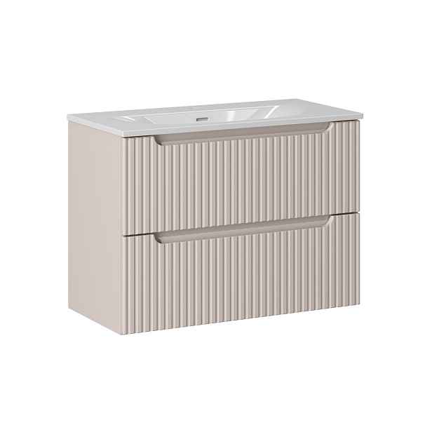Comad Závěsná skříňka Nova Cashmere Sky3 se zápustným umyvadlem 80 cm bílá/kašmírová