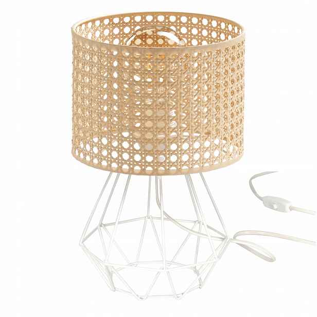 Noční Lampa Stolní Stínidlo S Dírkami Ratanová Béžová
