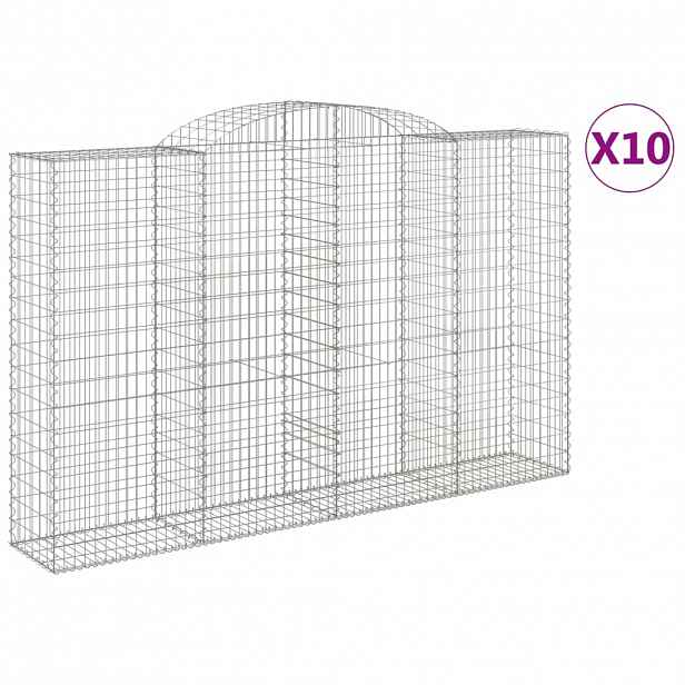 vidaXL Klenuté gabionové koše 10ks 300x50x180/200cm pozinkované železo
