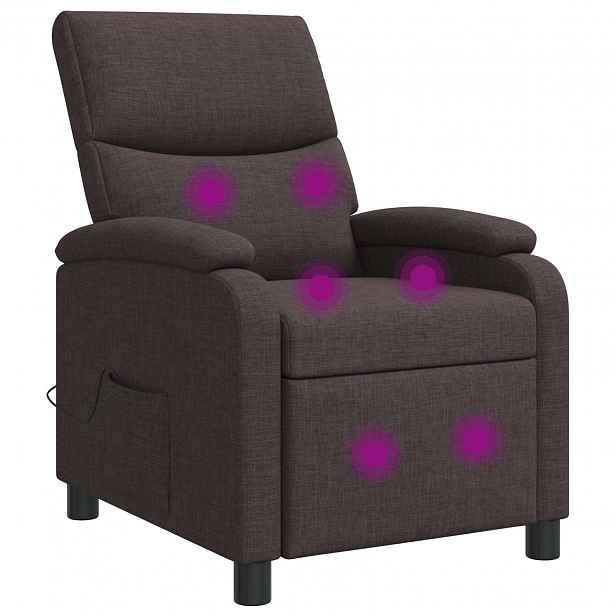 vidaXL Masážní polohovací křeslo Tmavě hnědá Textil