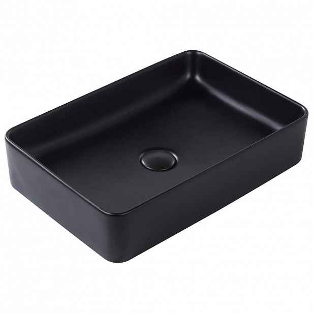 Beliani UMYVADLO NA DESKU Černé 51/34 cm Keramika Chivana