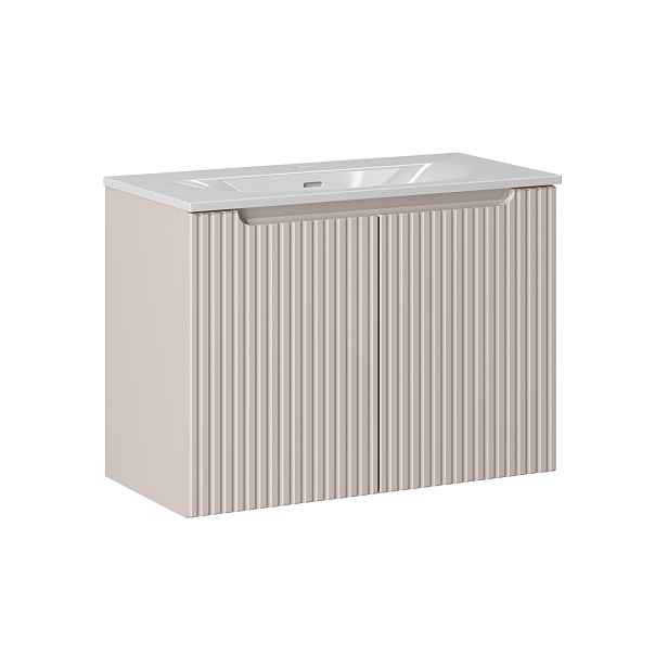 Comad Závěsná skříňka Nova Cashmere Sky3 se zápustným umyvadlem 80 cm kašmírová/bílá