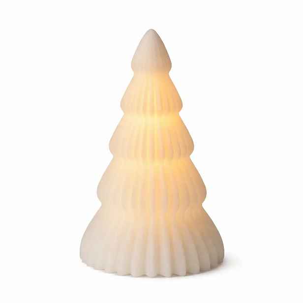 LED svíčka z pravého vosku na baterie, stromeček, bílý, ø 13 × 19 cm, 2×AA
