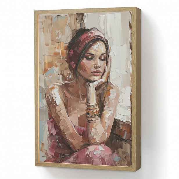 OnlyWow NÁSTĚNNÁ LAMPA S AKUMULÁTOREM Žena - vzhled malby - portrét - moderní 40x60 cm
