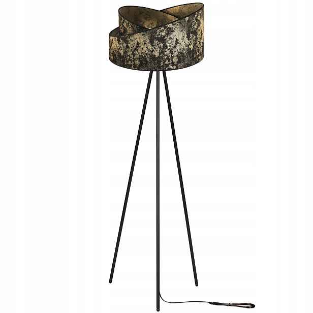 Stojací Podlahová Lampa Trojnožka Kov Stínidlo Vzor