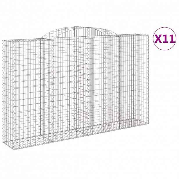 vidaXL Klenuté gabionové koše 11ks 300x50x180/200cm pozinkované železo