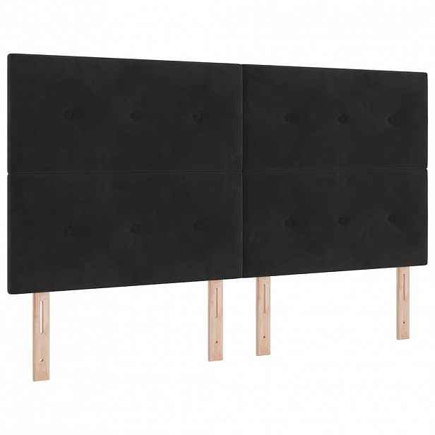 vidaXL LED box pružinová postel s čelo Černý 180 x 200 cm samet